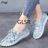 kamames Spring Women Flats Loafers Shoes Genuine Leather Flats Female Shoes Lace Up Loafers Casual Slip-on Walking Shoes Woman