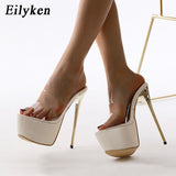 kamames Super Stiletto High Heels PVC Transparent Jelly Womans Sandals Platform Slippers Sexy Open Toe Ladies Nightclub Shoes