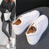 kamames kamames Summer New Leather Face Pure Color Flat Shoes Women's Students Light Women's Casual Sports Small White Shoes