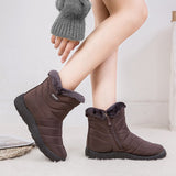 kamames Warm Plush Casual Shoes for Women Plus Size Waterproof Wedges Snow Boots Platform Ankle Boots Women Side Zipper Booties