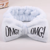 2021 New OMG Letter Coral Fleece Wash Face Bow Hairbands For Women Girls Headbands Headwear Hair Bands Turban Hair Accessories