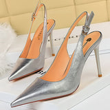 BIGTREE Shoes 2022 New Patent Leather Woman Pumps Stiletto Heels 9.5 Cm Office Shoes Fashion High Heels Hollow Women Sandals