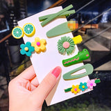 1Set New Girls Cute Cartoon Flower Geometric Hairpins Sweet Headband Hair Ornament Barrettes Hair Clips Fashion Hair Accessories