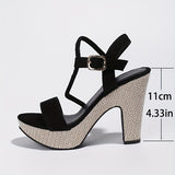 Trendy Womens Block Heeled Sandals with Stylish Buckle Strap - Perfect for Summer - Breathable and Comfortable for All-Day Wear