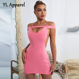 Zingj Dress Summer Slash Neck Off Shoulder Backless Bandage Bodycon Package Hip Zipper Slip Party Nightclub Mini Evening Dress