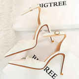 BIGTREE Shoes Leather Women Sandals Fashion Hollow Sandals Summer High Heels Shoes Women Bow-knot Heeled Sandals Stiletto Heels