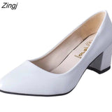 kamames New Women Pumps Black High heels 6cm Lady Patent leather Thick with Autumn Pointed Single Shoes Female Sandals Big 33-41