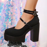 Ultrahigh Heel Platform Super High Heels Shoes - Fashionable Buckle Strap Design, Comfortable Fabric Insole, Solid Color Man-Made Upper, PU Sole, Perfect for All-Season Going Out & Banquet Occasions