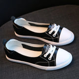 kamames New PU White Shoes Women Casual Flats Heart Fashion Ladies Spring Shoes Students Breathable designer Black Sneakers