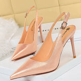 BIGTREE Shoes 2022 New Patent Leather Woman Pumps Stiletto Heels 9.5 Cm Office Shoes Fashion High Heels Hollow Women Sandals