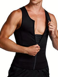 Triple Breasted Slimming Body Shaper Tank Top - Compression Vest with Zipper, Adjustable Waist Trainer, 2-in-1 Underwear for Men, Breathable, Moisture-Wicking, Comfortable, and Slimming Effect