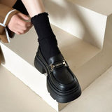 kamames Shoes Women's 2024 New Autumn Thick-Soled Vintage Shoes With British Style Small Leather Shoes Black Shoes Jk Single Shoes