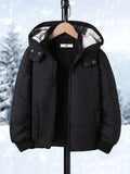 Boys Trendy Solid Color Warm Hooded Jacket, Zip Up Coat, Boy's Clothes For Winter Outdoor, As Gift