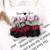 3/5/Pcs Silk Scrunchies Print Leopard Scrunchie Set Elastic Hair Bands Solid Color Fashion Headwear Women Hair Accessories Gift