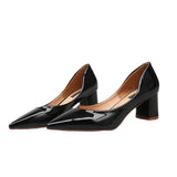 kamames kamames High Heels, Single Shoes, Korean Version Women's Shoes, Nude Pointed Heels, Thick Heels, Spring And Autumn Shoes, Lacquered Leather Work Shoes.