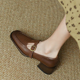 kamames Small Leather Shoes Female Designers Feel Minority Women's Shoes With Thick Heels 2024 Autumn French Vintage Brown Light Mouth Single Shoes