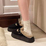 kamames Version Of Muffin Thick-Soled Woolen Shoes Women In 2024 Winter New Snow Boots Wearing Warm And Velveteen Semi-Slippers