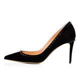 kamames Pointed Black Riveted High Heels Ladies White Apricot Lacquered Leather Wedding Shoes