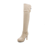 kamames Sgesvier 2021 Black High Heels Over The Knee Boots Women Platform Thigh High Boots Autumn Winter Long Boots Shoes Sexy White