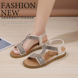 kamames kamames Women 2023 Summer Rhinestone Women's Shoes Women's Shoes Low Heel Women's Flat Sandals