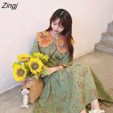 kamames Floral Embroidery Lolita DressWomen Summer Kawaii Peter Pan Collar Loose Dress Elegant Luxury High Waist Party Vestidos