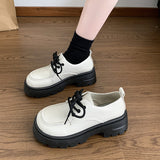 kamames kamames Head Small Leather Shoes Female College Wind Jk Uniform Shoes A Word Button Soft Sister Mary Jane Single Shoes Black Loafers