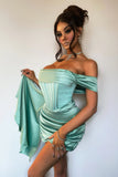 kamames Corset Satin Mini Dress - Mint