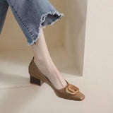 kamames Square-Headed High Heels For Women In Spring And Autumn 2024 New Professional Work Shoes Temperament Fairy Style Single Women's Thick Heels