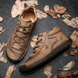 kamames kamames New Velvet Men's Shoes, High-Top Outdoor Men's Casual Shoes, Large Size Fine Belt Leather Shoes, Handmade Father Shoes