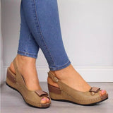 kamames Sales 2023 New Fish Mouth Women's Sandals Clasp Slope Heel Women's Shoes Large Size Women's Shoes