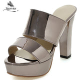 kamames Sgesvier Woman Shoes 2022 Summer Open Toe Slip On Women Sandals Heels Thick High Heels Sandals Party Shoes Size 34-43 B420