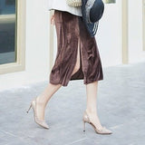 kamames kamames Autumn Summer New Rivets Tip Side Empty High Heels Women's 8CM Temperament Sexy Shallow Single Shoes