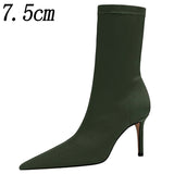 2022 New Socks Boots Fashion Ankle Boots For Women Boots Balck Pointed Toe Elastic Heels Shoes Fetish Autumn Winter Female Shoes