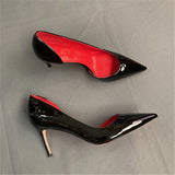 kamames Black Red High Heels Shoes Woman Pumps 12cm Tacones Pointed Toe Stilettos Sexy Deep Cleavage Wedding QKOU011 ROVICIYA