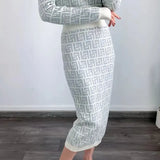 Women's Two Piece Dress womens designer clothing full letter knitting long sleeved sweater one-piece dress suit women slim sexy designerdress two-piece Sets Size S-XL