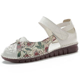 kamames kamames Summer New Leisure Flat Shoes National Style Printed Leather Women's Sandals Breathable And Comfortable Mother Shoes