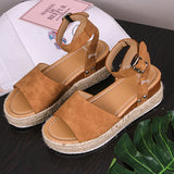 kamames Shoes of Women Summer 2022 Leopard Open Toe Flat Roman Sandals Leopard Straw Platform Sandals Size 43 Zapatillas Mujer