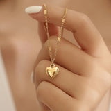 14K Gold Plated Heart Shaped Pendant Necklace - Adjustable Chain, Durable Alloy Construction, Perfect Girls Jewelry Gift for Any Occasion