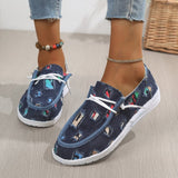 kamames Pea Shoes Women's Christmas Printed Shoes 2023 Autumn And Winter New Women's Shoes With Round Heads