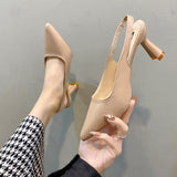 kamames Version Of High-Heeled Solid Color High-Heeled Sandals Baotou Empty Cover High-Heeled Shoes Pointed Fashion Spot High-Heeled Shoes