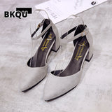 kamames Pumps for Women Buckle Ankle Strap Red Bottom Heels Woman Leather Party Office Dress Shoes Plus Size