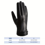 Velvet Lined Elegant Gloves for Women - Warm, Waterproof, Touchscreen, Split Finger, PU Leather with Decorative Buttons - Perfect for Autumn and Winter