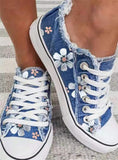 kamames Women Shoes for Women 2022 Retro Floral Print Canva Shoes Female Fashion Student Spring Flat Lace-up Sneakers Casual Shoes Women