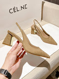kamames kamames Show Thin Suede High Heel Single Shoes Female Temperament 2023 New Spring And Summer Thick Heel Simple After Empty Head Sandals