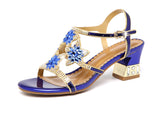 kamames New Sandals Women's Summer Water Drill Shoes Fish Mouth Diamond-Encrusted Fashion Thick-Heeled Sandals