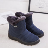 kamames Warm Plush Casual Shoes for Women Plus Size Waterproof Wedges Snow Boots Platform Ankle Boots Women Side Zipper Booties