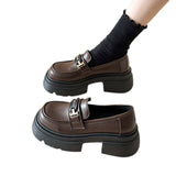 kamames Shoes Women's 2024 New Autumn Thick-Soled Vintage Shoes With British Style Small Leather Shoes Black Shoes Jk Single Shoes
