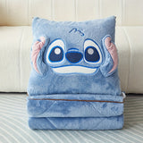 Stitch Design 2-in-1 Pillow & Throw Blanket Combo – Contemporary Cartoon Character Themed All-Season Comfort, Woven Polyester Portable Cushion Quilt with 180-200g Fabric Weight, Ideal for Travel & Office