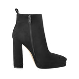 kamames Onlymaker Women Ankle Boots Pointed Toe Black Matte Flock12CM Chunky Heel Platform Booties Party Shoes Large Size Short Boots