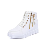 kamames Spring And Autumn New Style Women's Shoes Round Head, Thick Soles, High Uppers, Lace-Up Casual Sports Shoes